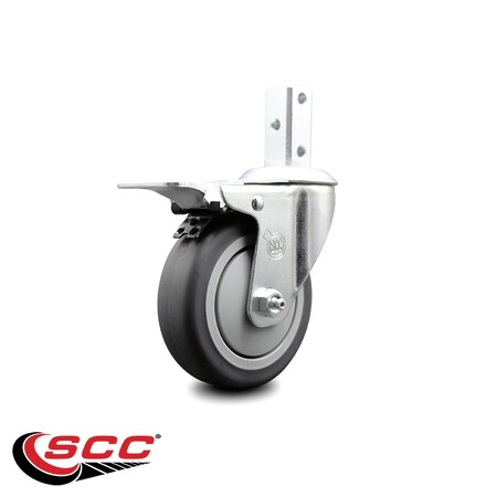 Service Caster 4 Inch Thermoplastic Rubber Swivel 7/8 Inch Square Stem Caster Total Lock Brake SCC-SQTTL20S414-TPRB-78